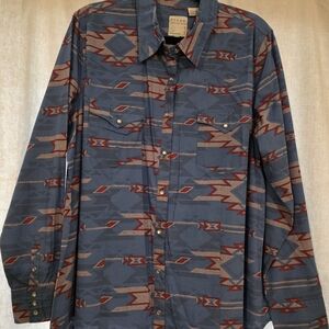 Roper Blue and Red Southwestern Patterned Shirt